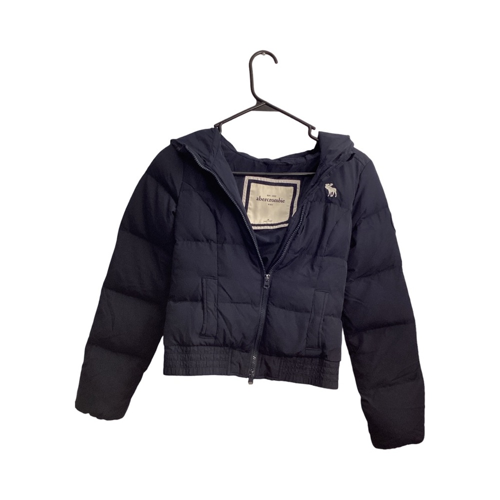 Abercrombie Kids Blue Down Puffer Jacket with Hood & Zip Up Front Pockets Size M